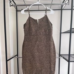 Leopard print shaping midi dress